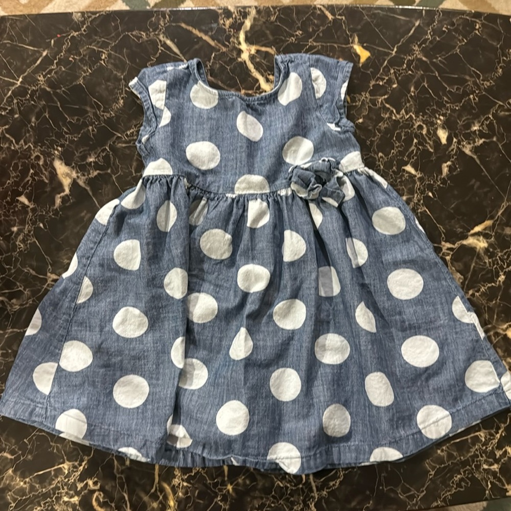 Baby gap little girls, blue white polkadot, dress, size 2